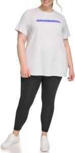 Женская футболка Calvin Klein с коротким рукавом и логотипом Sliced Logo, Optic Heather/Luna