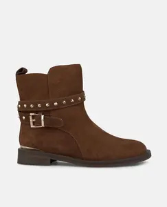 Женские плоские ботильоны с деталями и закругленным носком Alma en Pena, песочный