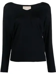 Джемпер из шерсти мериноса с V-образным вырезом Drumohr, синий