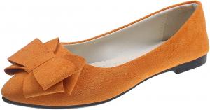 Женские туфли Ctreela из искусственной замши без застежки с бантиками, стильные лоферы для работы и повседневной носки, балетные лоферы с заостренным носком, прогулочные балетки, Orange