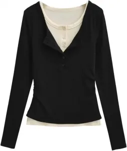 Женская футболка с круглым вырезом и длинными рукавами