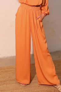 Брюки с карманами из выстиранного полиэстера и шелка TRUEDAMES, pumpkin