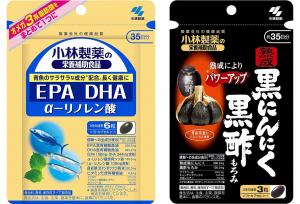 Набор пищевых добавок Kobayashi Pharmaceutical Омега-3 EPA DHA + экстракт черного чеснока в уксусе мороми