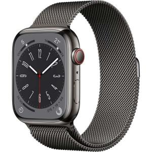 Умные часы Apple Watch Series 8 (GPS+ Cellular), 41 мм, Graphite Stainless Steel Case/Graphite Milanese Loop - One Size