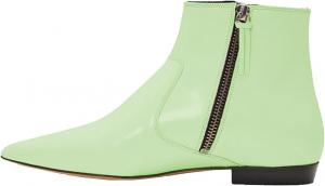 Женские ботильоны с острым носком и низким каблуком на молнии сбоку, короткие лакированные ботинки для повседневного и модного образа WINDBXYB, Green