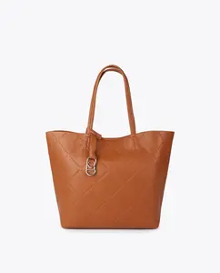 Сумка через плечо с двойной ручкой и овальным подвесным логотипом Lola Casademunt, коричневый