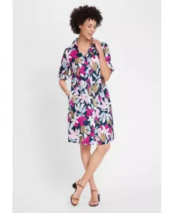 Женское платье-рубашка с принтом листьев Olsen, синий