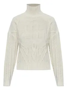 Свитер с воротником-гольф вязаный косичками Munthe, нейтральный