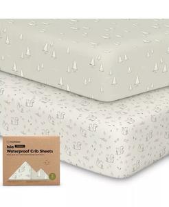 Водонепроницаемые простыни для кроватки для мальчиков и девочек, 2 шт. Простыня для детской кроватки, водонепроницаемые защитные простыни для матраса в кроватке Keababies, бежевый