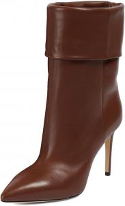Женские стильные сапожки до середины икры Miss Left с закрытым заостренным носком, шпилькой, высоким каблуком, с отворотом, короткие ботильоны, модная обувь для холодной погоды, теплая, размеры 4-16 US, Brown