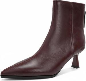 Женские винтажные ботильоны с острым носком и низким каблуком, на молнии, с простым каблучком-киссетом, противоскользящие, теплые, короткие, для свадьбы, вечеринки или свидания BEDGMDEG, Red Velvet