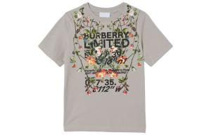Футболка детская Burberry с цветочным рисунком, серый