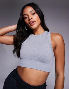 4505 Active Бесшовный спортивный бюстгальтер с двойной поддержкой в рубчик, серый, меланжевый