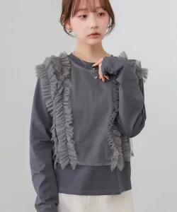 Жилет из тюля с оборками спереди и сзади, расшитый в двух направлениях + базовый крой и пошив