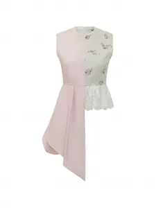 Асимметричный топ в полоску с цветочным принтом Msgm, розовый