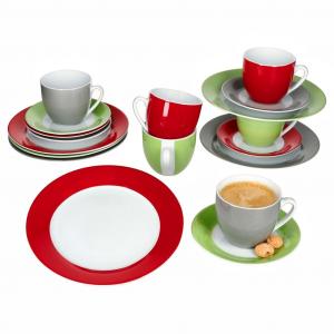 Кофейный сервиз Variant Trio, 18 предметов, фарфор, на 6 персон, чашки, блюдца, тарелки MamboCat