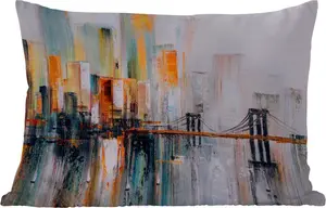 Подушка для улицы - картина маслом - линия горизонта - абстрактный - 50 x 30 см - водонепроницаемая - подушка для отдыха - подушка для дивана - украшение для гостиной MuchoWow