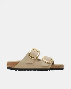 Женские сандалии с большой пряжкой из кожи Birkenstock, карамельный коричневый