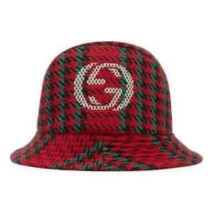Бейсболка houndstooth wool fedora with interlocking g 'red' Gucci, красный