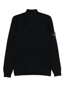 Свитер с высоким воротом и пуговицами Stone Island, синий