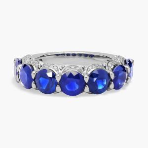 Кольцо Halo с 7 камнями сапфира и скрытым бриллиантом Blue Nile