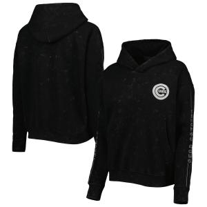 Женский черный пуловер с капюшоном The Wild Collective Chicago Cubs Marble