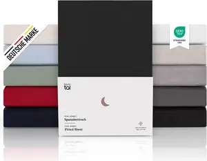 Простыня на резинке Premium 200x200 см - дышащая простыня для кроватей с пружинным блоком, цвет черный Blumtal