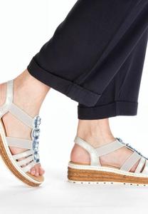 Босоножки на танкетке Platform sandals Rieker, серебряный