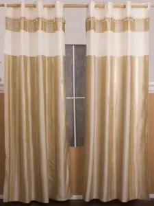 Штора-шарф 245х145 см с люверсами золотого и кремового цвета, украшенная камнями Mixibaby