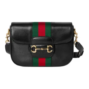 GUCCI Horsebit 1955 Кожаная сумка через плечо Small Women's Black