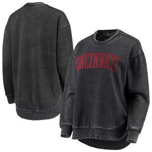 Женский свитшот Pressbox черного цвета Cincinnati Bearcats Vintage Wash Pullover