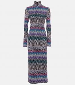 Платье-водолазка с зигзагом Missoni, цвет multicolor purple, turquoise, pink with dark base