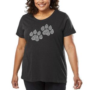 Футболка с принтом Woof Paw Prints для женщин plus size La Pop Art, Grey