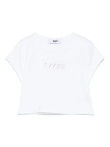 MSGM Kids футболка с вышитым логотипом, белый