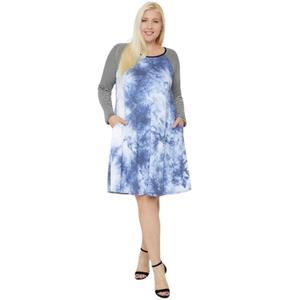 Круглый вырез платье с эффектом тай-дай TRUEDAMES, синий