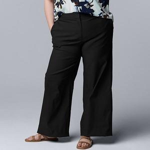 Plus size брюки широкого кроя из люксового твила Simply Vera Vera Wang, Black