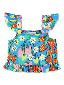 Топ Stella McCartney Kids с принтом клубники, синий