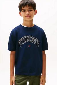 Детская хлопковая футболка Tommy Hilfiger, темно-синий