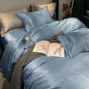 Alloaone Комплект постельного белья из натурального шелка однотонный Wathet