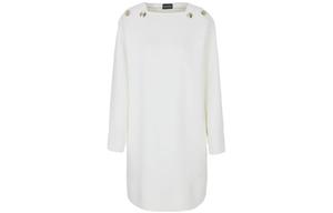 Женское длинное платье с длинными рукавами белого цвета EMPORIO ARMANI