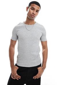Футболка New Look Muscle Fit серого меланжевого цвета