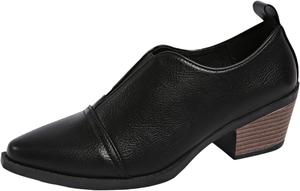 Женские ботильоны с острым носком, на низком массивном каблуке, кожаные, повседневные, удобные, модные, вестерн стиль Generic, Black2