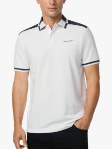 Спортивная поло с короткими рукавами Regular Fit из хлопковой смеси Hackett London, Optic White/Navy