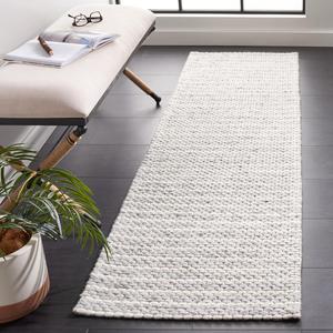 Ковер-дорожка SAFAVIEH, 69 x 244 см, Marbella Collection, Grey & Ivory, ручной работы с бахромой, шерсть, идеально для помещений с высокой проходимостью в гостиной, спальне (MRB207F)