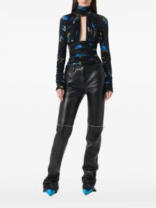 Blumarine боди с цветочным принтом и сборками, синий