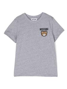 Moschino Kids футболка Leo Teddy с вышитым логотипом, серый
