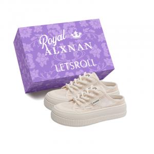 Alxnan Закрытые тапочки женские экрю - экрю с коробкой, цвет Ecru+Box