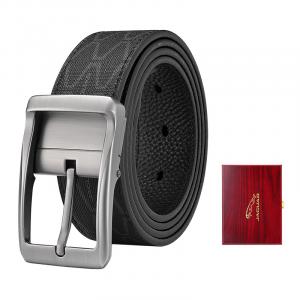 JAGUAR Кожаный ремень мужской шириной 3.4 см, Black Premium Wooden Box