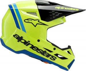 Детский шлем Alpinestars SM3 Deegan, стандарт ECE06/DOT, Yellow Fluo/Black/Blue Glossy
