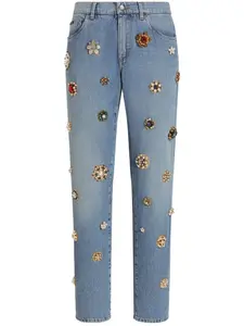 Прямые джинсы с кристаллами DOLCE & GABBANA, синий